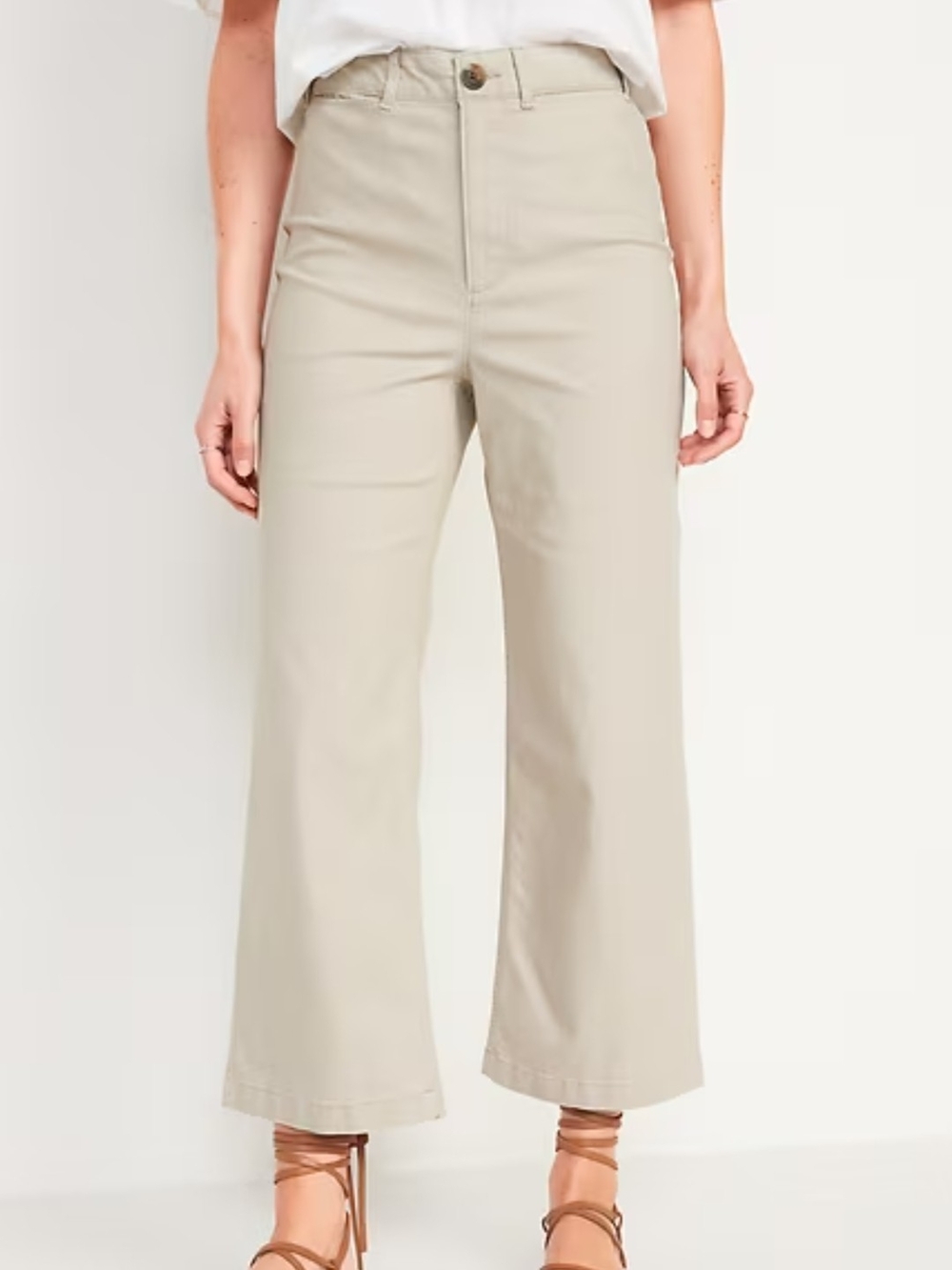 Old Navy High-Rise Cropped Wide-Leg Pants in Light Beige And Sisal (Pair Of 2)